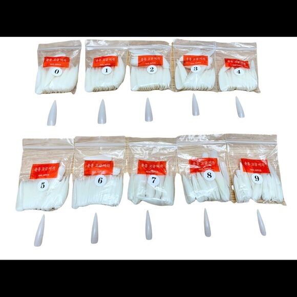 2/$15! Full Coverage Extra Long Pointed Stiletto Neutral Tone Fake Nails - Picture 5 of 7